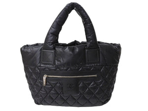 極美品 CHANEL シャネル コココクーン スモールトート ハンドバッグ A48610 16番台 キルティング ココマーク ブラック シルバー金具 中古 65708