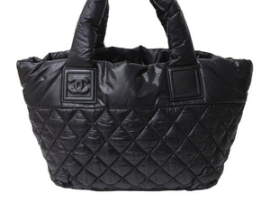 極美品 CHANEL シャネル コココクーン スモールトート ハンドバッグ A48610 16番台 キルティング ココマーク ブラック シルバー金具 中古 65708