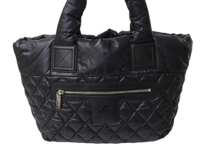 極美品 CHANEL シャネル コココクーン スモールトート ハンドバッグ A48610 16番台 キルティング ココマーク ブラック シルバー金具 中古 65708