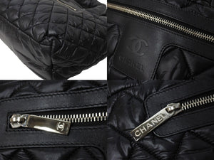 極美品 CHANEL シャネル コココクーン スモールトート ハンドバッグ A48610 16番台 キルティング ココマーク ブラック シルバー金具 中古 65708
