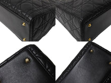 画像をギャラリービューアに読み込む, ChristianDior クリスチャンディオール レディディオール ミディアムバッグ 2WAY カナージュ ブラック ラムスキン 美品 中古 65710