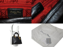 画像をギャラリービューアに読み込む, ChristianDior クリスチャンディオール レディディオール ミディアムバッグ 2WAY カナージュ ブラック ラムスキン 美品 中古 65710