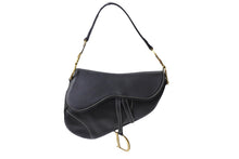 Load image into Gallery viewer, ChristianDior クリスチャンディオール サドルバッグ ワンショルダーバッグ RU0032 ネイビー レザー ゴールド金具 美品 中古 65711