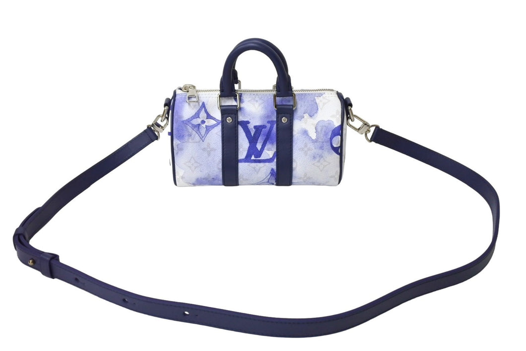 極美品 LOUIS VUITTON ルイヴィトン キーポルXS 2WAY ショルダーバッグ モノグラムウォーターカラー ネイビー ホワイト M45761 中古 65721