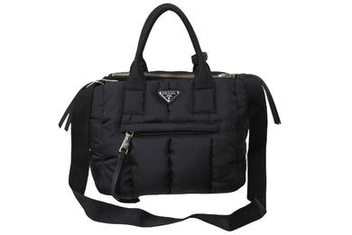 PRADA プラダ テスート ボンバー ハンドバッグ ショルダーバッグ 2WAY ナイロン BN2632 ブラック シルバー金具 美品 中古 65724 