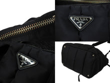画像をギャラリービューアに読み込む, PRADA プラダ テスート ボンバー ハンドバッグ ショルダーバッグ 2WAY ナイロン BN2632 ブラック シルバー金具 美品 中古 65724 