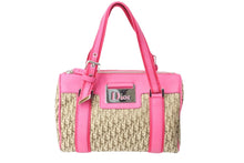 画像をギャラリービューアに読み込む, Christian Dior クリスチャンディオール ハンドバッグ トロッター 07-BO-1005 レザー ピンク ベージュ 美品 中古 65725