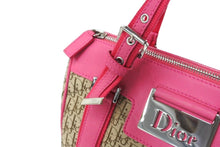 画像をギャラリービューアに読み込む, Christian Dior クリスチャンディオール ハンドバッグ トロッター 07-BO-1005 レザー ピンク ベージュ 美品 中古 65725