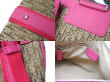 画像をギャラリービューアに読み込む, Christian Dior クリスチャンディオール ハンドバッグ トロッター 07-BO-1005 レザー ピンク ベージュ 美品 中古 65725