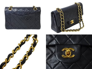 CHANEL シャネル チェーンショルダーバッグ マトラッセ23 Wフラップ ラムスキン 1番台 ブラック ゴールド 美品 中古 65737
