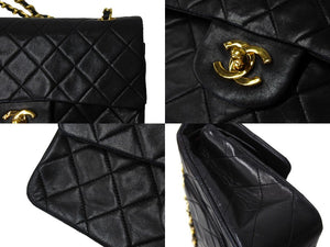CHANEL シャネル チェーンショルダーバッグ マトラッセ23 Wフラップ ラムスキン 1番台 ブラック ゴールド 美品 中古 65737