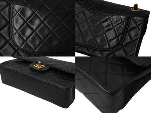 CHANEL シャネル チェーンショルダーバッグ マトラッセ23 Wフラップ ラムスキン 1番台 ブラック ゴールド 美品 中古 65737