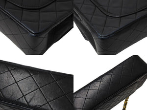 CHANEL シャネル チェーンショルダーバッグ マトラッセ23 Wフラップ ラムスキン 1番台 ブラック ゴールド 美品 中古 65737