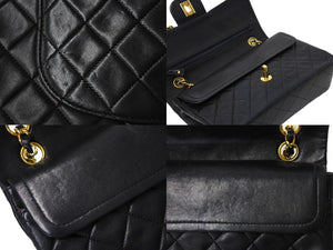 CHANEL シャネル チェーンショルダーバッグ マトラッセ23 Wフラップ ラムスキン 1番台 ブラック ゴールド 美品 中古 65737