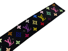 Load image into Gallery viewer, LOUIS VUITTON ルイヴィトン モノグラムマルチカラー サンチュール キャレ ベルト Ｍ6890 ブラック PVC ロゴ 村上隆 小物 85/34 美品 中古 65738