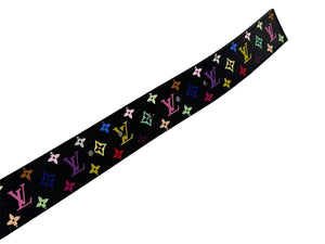 LOUIS VUITTON ルイヴィトン モノグラムマルチカラー サンチュール キャレ ベルト Ｍ6890 ブラック PVC ロゴ 村上隆 小物 85/34 美品 中古 65738