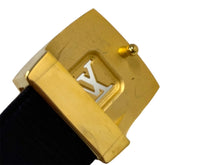 Load image into Gallery viewer, LOUIS VUITTON ルイヴィトン モノグラムマルチカラー サンチュール キャレ ベルト Ｍ6890 ブラック PVC ロゴ 村上隆 小物 85/34 美品 中古 65738