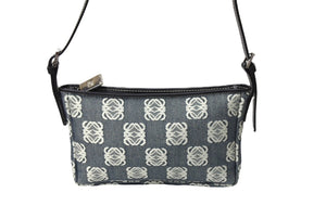 極美品 LOEWE ロエベ アナグラム ハンドバッグ ワンショルダーバッグ ポーチ キャンバス シルバー金具 グレー 中古 65747