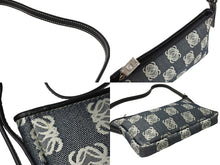 Load image into Gallery viewer, 極美品 LOEWE ロエベ アナグラム ハンドバッグ ワンショルダーバッグ ポーチ キャンバス シルバー金具 グレー 中古 65747