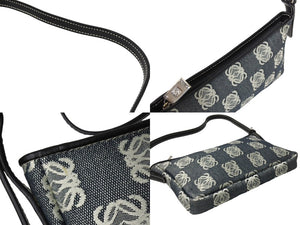 極美品 LOEWE ロエベ アナグラム ハンドバッグ ワンショルダーバッグ ポーチ キャンバス シルバー金具 グレー 中古 65747