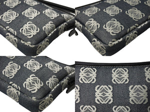 極美品 LOEWE ロエベ アナグラム ハンドバッグ ワンショルダーバッグ ポーチ キャンバス シルバー金具 グレー 中古 65747