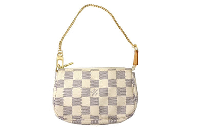 LOUIS VUITTON ルイヴィトン ポーチ N58010 ミニポシェットアクセソワール ダミエアズール ホワイト ゴールド金具 美品 中古 65750