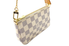 画像をギャラリービューアに読み込む, LOUIS VUITTON ルイヴィトン ポーチ N58010 ミニポシェットアクセソワール ダミエアズール ホワイト ゴールド金具 美品 中古 65750