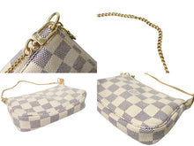 画像をギャラリービューアに読み込む, LOUIS VUITTON ルイヴィトン ポーチ N58010 ミニポシェットアクセソワール ダミエアズール ホワイト ゴールド金具 美品 中古 65750