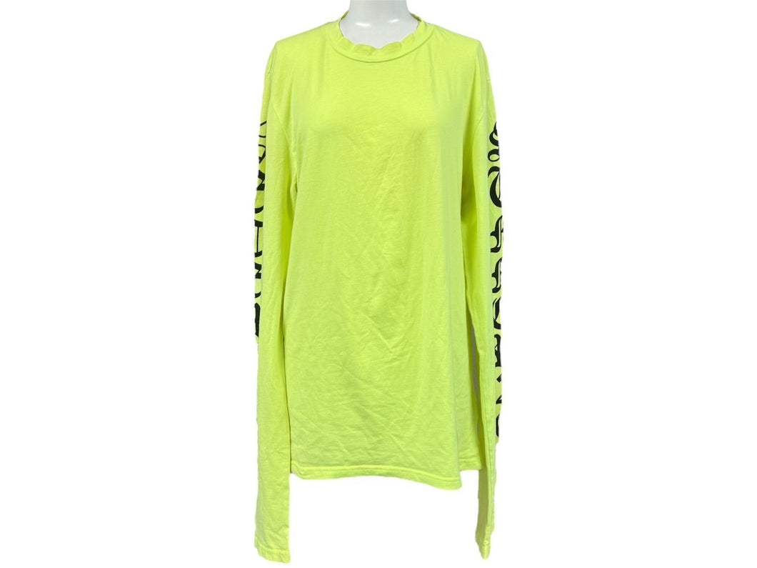VETEMENTS ヴェトモン 長袖Ｔシャツ アームロゴプリント クールネック MS16TP23 サイズM 16SS ブラック イエロー 美品 中古 65759 