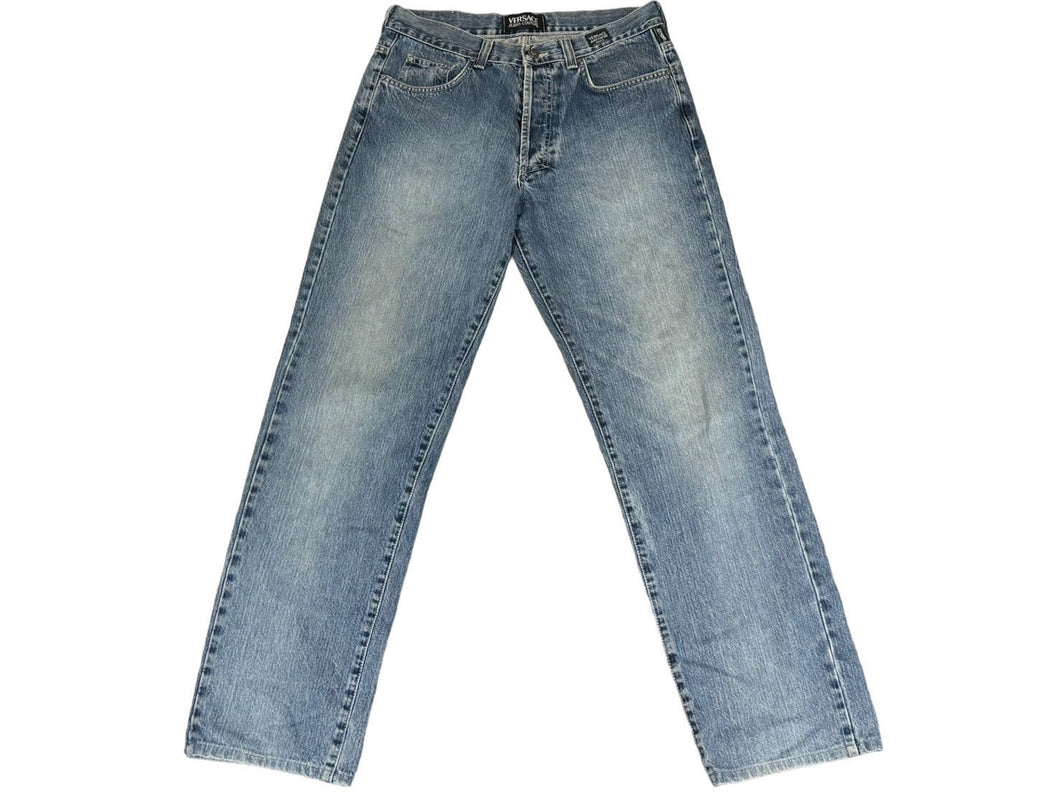 VERSACE ヴェルサーチ デニムパンツ ジーンズクチュール サイズ36 メデューサ コットン ブルー 良品 中古 65763 
