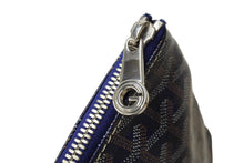 画像をギャラリービューアに読み込む, Goyard ゴヤール セナPM クラッチバッグ フランス製 ゴヤールディンキャンバス シュヴロッシュカーフスキン ブルー 美品 中古 65776