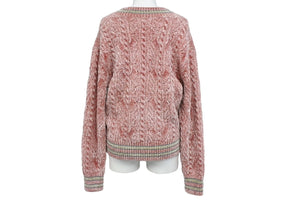 極美品 CHANEL シャネル Vネック長袖ニット 31 ココマーク P73532K10528 イタリア製 カシミヤ混 ピンク サイズ34 中古 65804