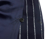 画像をギャラリービューアに読み込む, LOUIS VUITTON ルイヴィトン スーツ セットアップ サイズ48 サイズ40 RM202F ストライプ ダブル ウール ネイビー 美品 中古 65823