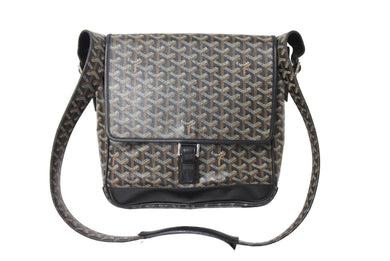 GOYARD ゴヤール グランブルーMM ショルダーバッグ GOS020072 キャンバス カーフスキン ブラック 美品 中古 65825