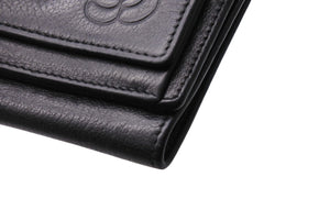 CHANEL シャネル 3つ折り財布 カメリア コンパクト 13番台 型番なし レザー シルバー金具 ブラック 美品 中古 65828