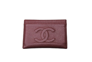 CHANEL シャネル カードケース パスケース ココマーク 6番台 キャビアスキン A48655 レッド 美品 中古 65830