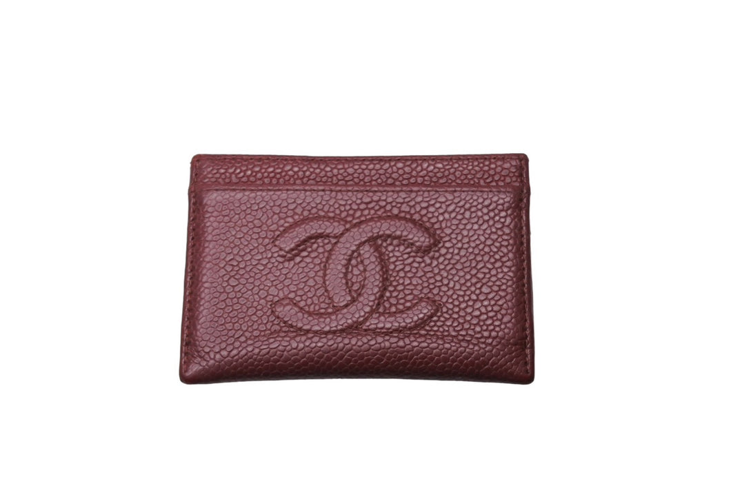 CHANEL シャネル カードケース パスケース ココマーク 6番台 キャビアスキン A48655 レッド 美品 中古 65830