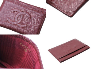 CHANEL シャネル カードケース パスケース ココマーク 6番台 キャビアスキン A48655 レッド 美品 中古 65830