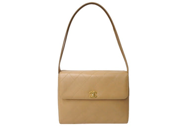 極美品 CHANEL シャネル ワンショルダーバッグ 5番台 ワイルドステッチ ココマーク レザー ベージュ ゴールド金具 中古 65833
