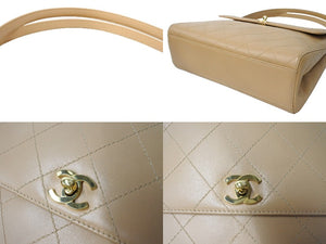 極美品 CHANEL シャネル ワンショルダーバッグ 5番台 ワイルドステッチ ココマーク レザー ベージュ ゴールド金具 中古 65833
