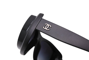 極美品 CHANEL シャネル サングラス ココマーク サイドロゴ 71014X02081 シルバー金具 サイズ S0133 マットブラック 中古 65834