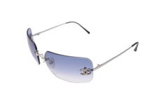 Load image into Gallery viewer, CHANEL シャネル サングラス ココマーク ラインストーン 4017-D シルバー金具 サイズ62□17 120 ブルー 美品 中古 65835