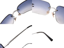 Load image into Gallery viewer, CHANEL シャネル サングラス ココマーク ラインストーン 4017-D シルバー金具 サイズ62□17 120 ブルー 美品 中古 65835