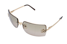 Load image into Gallery viewer, CHANEL シャネル サングラス ココマーク ラインストーン 4092-B ゴールド金具 サイズ 62□15 120 ゴールド 美品 中古 65837