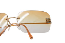 Load image into Gallery viewer, 極美品 CHANEL シャネル サングラス ココマーク ラインストーン 4017-D ゴールド金具 サイズ62□17 120 オレンジ 中古 65838