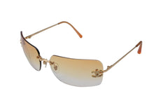 Load image into Gallery viewer, 極美品 CHANEL シャネル サングラス ココマーク ラインストーン 4017-D ゴールド金具 サイズ62□17 120 オレンジ 中古 65838