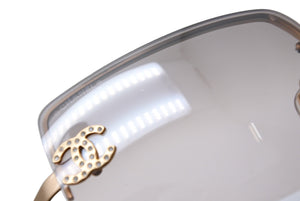 極美品 CHANEL シャネル サングラス ココマーク ラインストーン 4092-B ゴールド金具 サイズ 62□15 120 中古 65839
