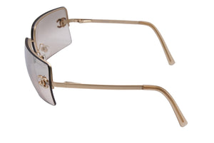 極美品 CHANEL シャネル サングラス ココマーク ラインストーン 4092-B ゴールド金具 サイズ 62□15 120 中古 65839