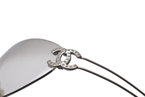CHANEL シャネル サングラス ココマーク ラインストーン 4049-B グラデーション シルバー金具 グレー 美品 中古 65840