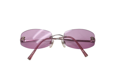 CHANEL シャネル サングラス ココマーク リムセス 4002 シルバー金具 サイズ 54□19 130 パープル 美品 中古 65841